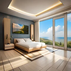 modern bedroom wiht a beatiful view