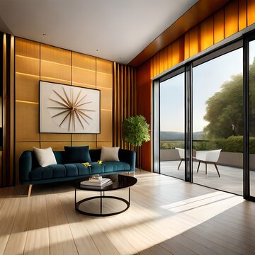 modern living room with terace