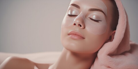 Woman With Closed Eyes And Facial Mask At Spa Mental Health And Relaxation