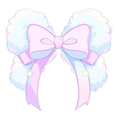 Pastel bow and fluffy, cute ribbon, kawaii style accessory 