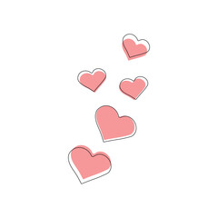 heart continuous one line art drawing, Vector illustration isolated on white.
