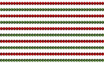 Fototapeta premium Red and green pattern, two tone red string beads repeat pattern, replete image, design for fabric printing, Christmas's background 