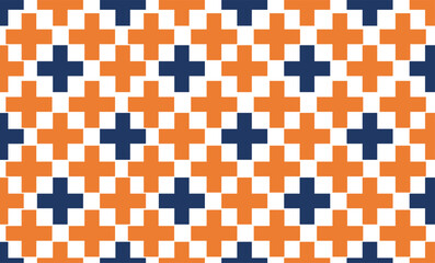Fototapeta premium seamless pattern with cross, X cross geometric repeat pattern. Simple subtle seamless blue and orange background design on fabric printing or wallpaper or packing print