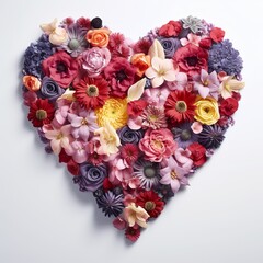 illustration of Heart shape made of flowers. Valentines day, Generative ai