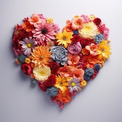 illustration of Heart shape made of flowers. Valentines day, Generative ai