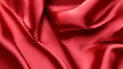 Red Silk Satin with Soft Folds, Silk Satin with Gentle Drapes, Silk Fabric Background, Silk Fabric Soft Folds, Luxury Background, 8K UHD