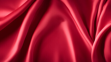 Red Silk Satin with Soft Folds, Silk Satin with Gentle Drapes, Silk Fabric Background, Silk Fabric Soft Folds, Luxury Background, 8K UHD
