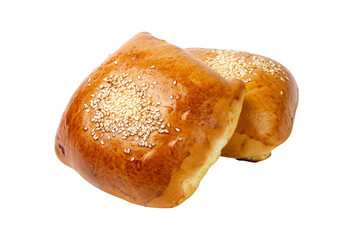 Meat filled bun isolated on white background.