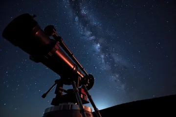 Fotobehang a telescope pointed towards a sky filled with stars © Alfazet Chronicles