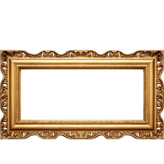 antique gold picture frame isolated on transparent background