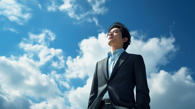 青空と若いビジネスマン(generative ai)