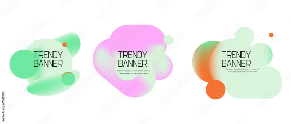 Poster set of abstract modern geometric graphic element banners. dynamical colored forms with flowing liqui