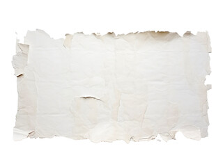 Long piece of torn white paper isolated on transparent background