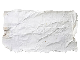 Long piece of torn white paper isolated on transparent background