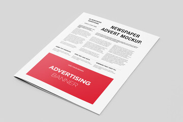 Newspaper Advertising Magazine Brochure Mockup 3D Rendering White Background