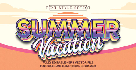 Editable Text Effect with Summer Vacation Theme. Premium Graphic Vector Template.