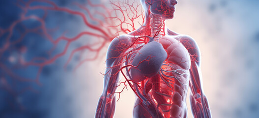 Human Circulatory System Heart Anatomy  - obrazy, fototapety, plakaty