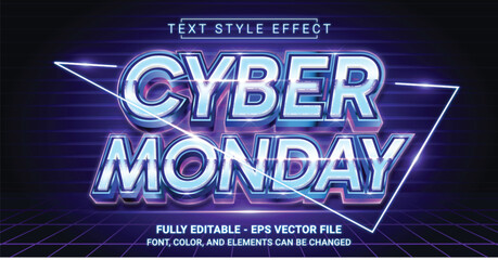Editable Text Effect with Cyber Monday Theme. Premium Graphic Vector Template.