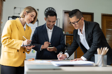 Group asia business people of business people in the company's meeting room. 