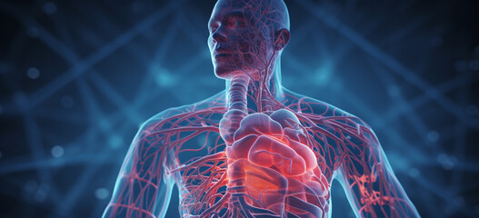 Circulatory system or cardiovascular system - obrazy, fototapety, plakaty
