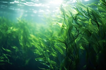 Fototapeta na wymiar seaweed underwater nature ocean background