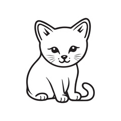 Cute white cat feeling sad, vector illustration