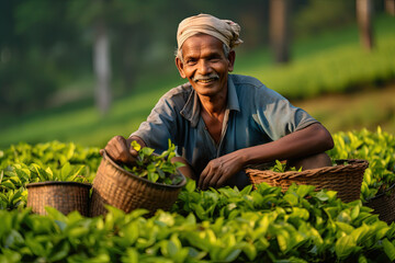 Promote fair trade tea support farmers. social responsibility concept