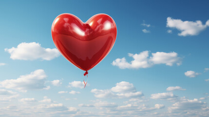 Fototapeta premium Red Heart Balloon. Heart Shaped Balloon. Balloons Valentines Day. Love Balloon For Wedding