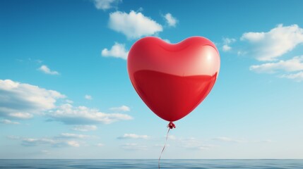 Fototapeta premium Red Heart Balloon. Heart Shaped Balloon. Balloons Valentines Day. Love Balloon For Wedding