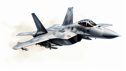 A fighter jet, poised and sharp, exuding an aura of speed and agility, with its sharp lines and...