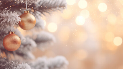 Fototapeta na wymiar Close up of a Christmas tree with ornaments