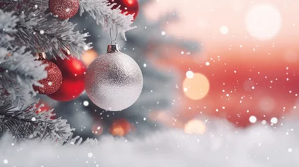 Gardinen Close up of a Christmas tree with ornaments © tashechka