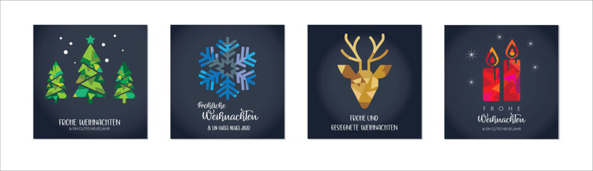 Geschenkanhänger Set - frohe Weihnachten mit deutschem Text und Weihnachtsmotiven - Weihnachtskarte