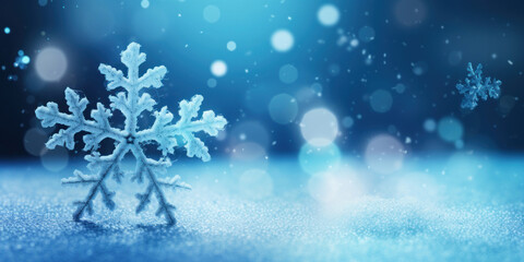 Snowflakes on blurred blue background