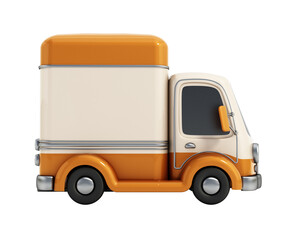 Cartoon delivery truck isolated on transparent background. 3D illustration