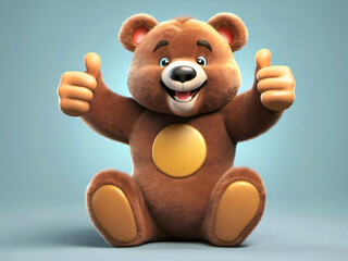 plush bear with thumbs up