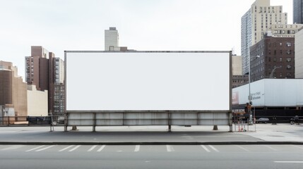 Large blank billboard on city street, mock up, 3D rendering