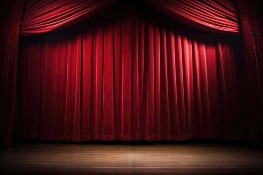red theater curtain with spotlight beams