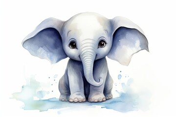 cute little baby elephant watercolor design