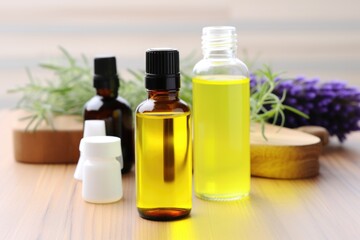 Obraz na płótnie Canvas essential oils next to diy cleaning products