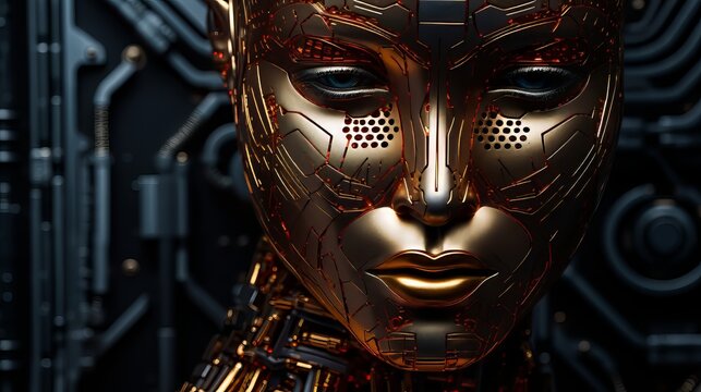Futuristic robotic woman Beauty portrait