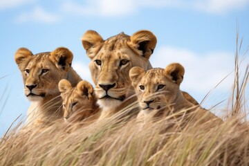 Obraz premium a pride of lions lounging in the savannah