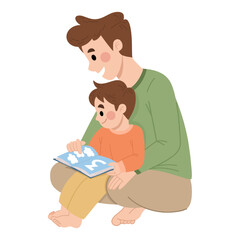 flat design illustration of joy of playing with dad on father's day vector eps
