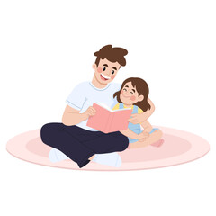 flat design illustration of joy of playing with dad on father's day vector eps