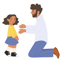 flat design illustration of joy of playing with dad on father's day vector eps