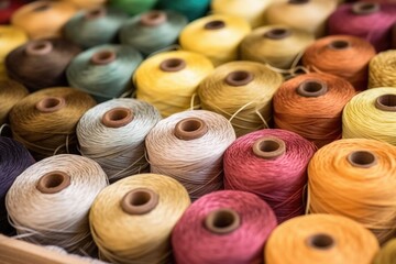 spools of fiber thread used in furniture upholstery