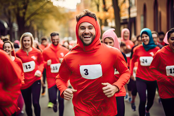 Fototapeta premium Organize a charity run unite for a cause. social responsability concept