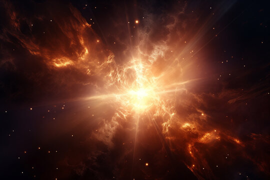 scene of sun explosion supernova in the galaxy