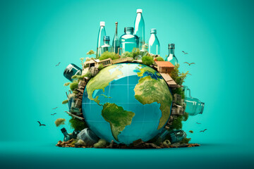 Naklejka premium Promote recycling save the planet. social responsibility concept