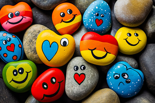 Paint rocks with kindness. social responsability concept